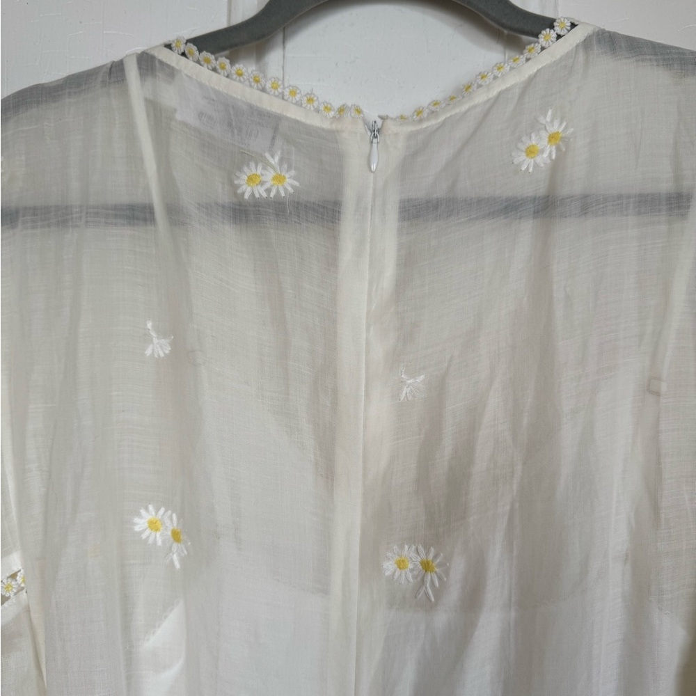Zimmermann Acacia Tiered Embroidered Eyelet Yellow Flower Cream Midi Dress NEW - Picture 13 of 16